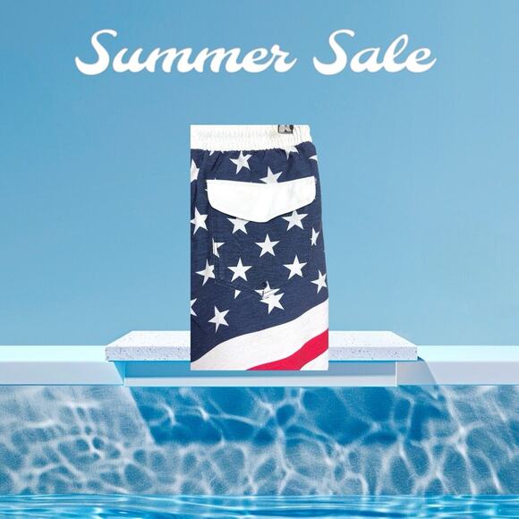 Hurley Swin Board Shorts M Red White And Blue Stars Stripes - Picture 9 of 16